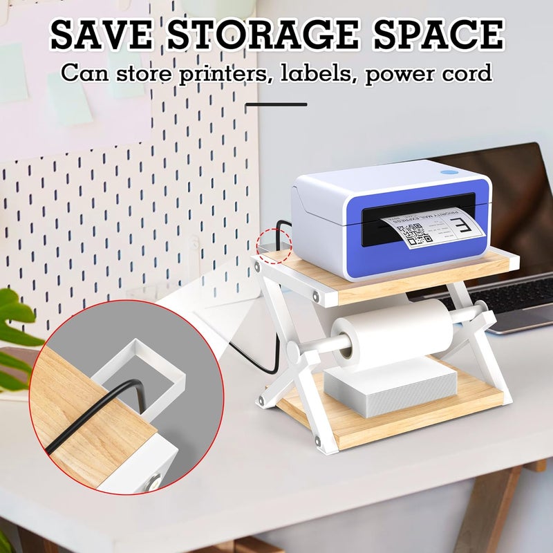 Alyoen Label Holder for Rolls and Fan-Fold Labels, Thermal Shipping Label Holder for Thermal Printer, Desktop Label Printer Accessory Supplies for Home, Office, Small Business (Beige + White) - Image 5